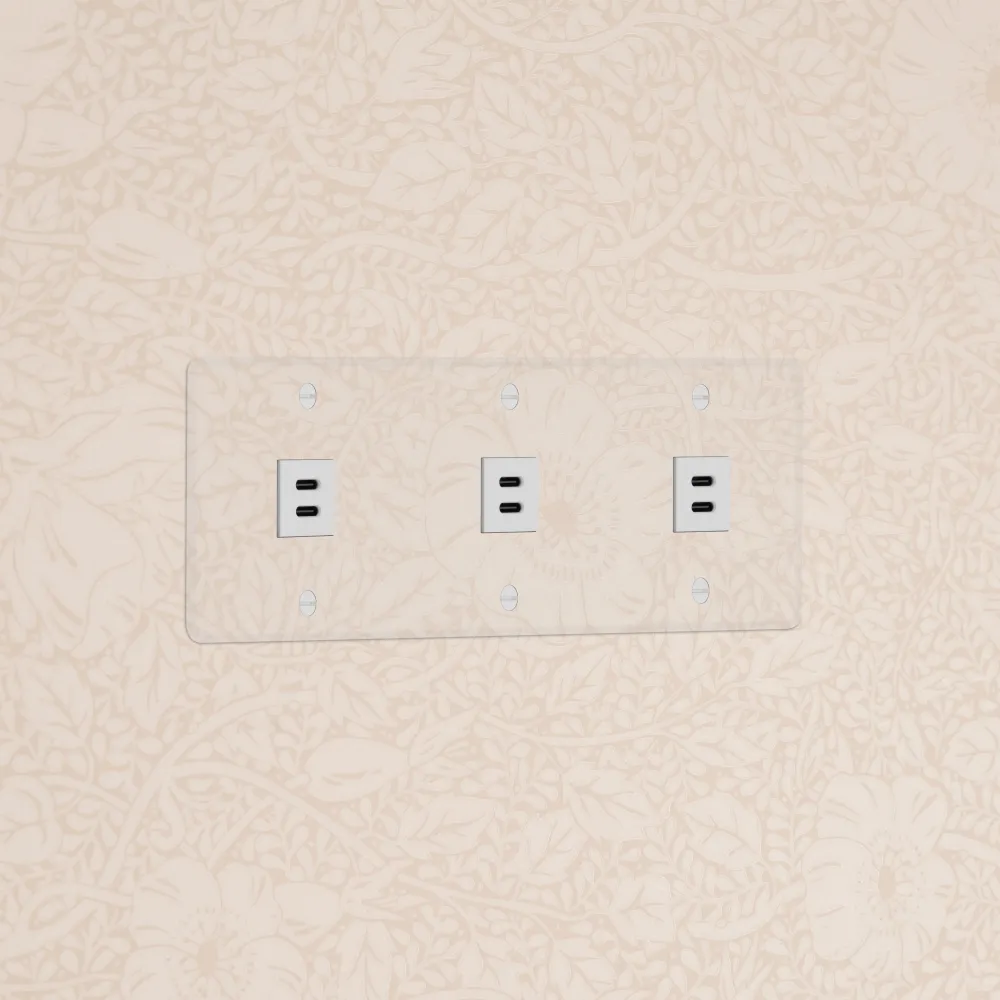 Kew Trojitá zásuvka 3x USB-C 30 W - Průhledná | Bílá Regular