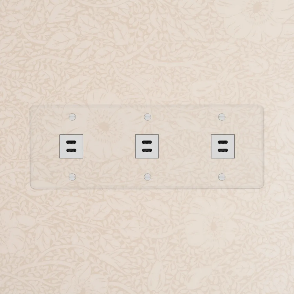Kew Trojitá zásuvka 3x USB-C 30 W - Průhledná | Bílá Regular