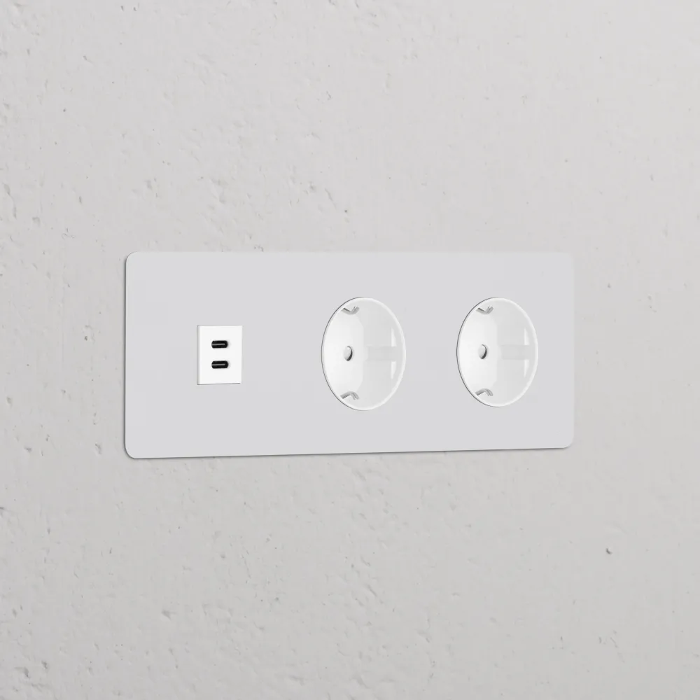 Kew Trojitá zásuvka USB-C 30 W 2x Schuko typu F - Malovatelné | Bílá