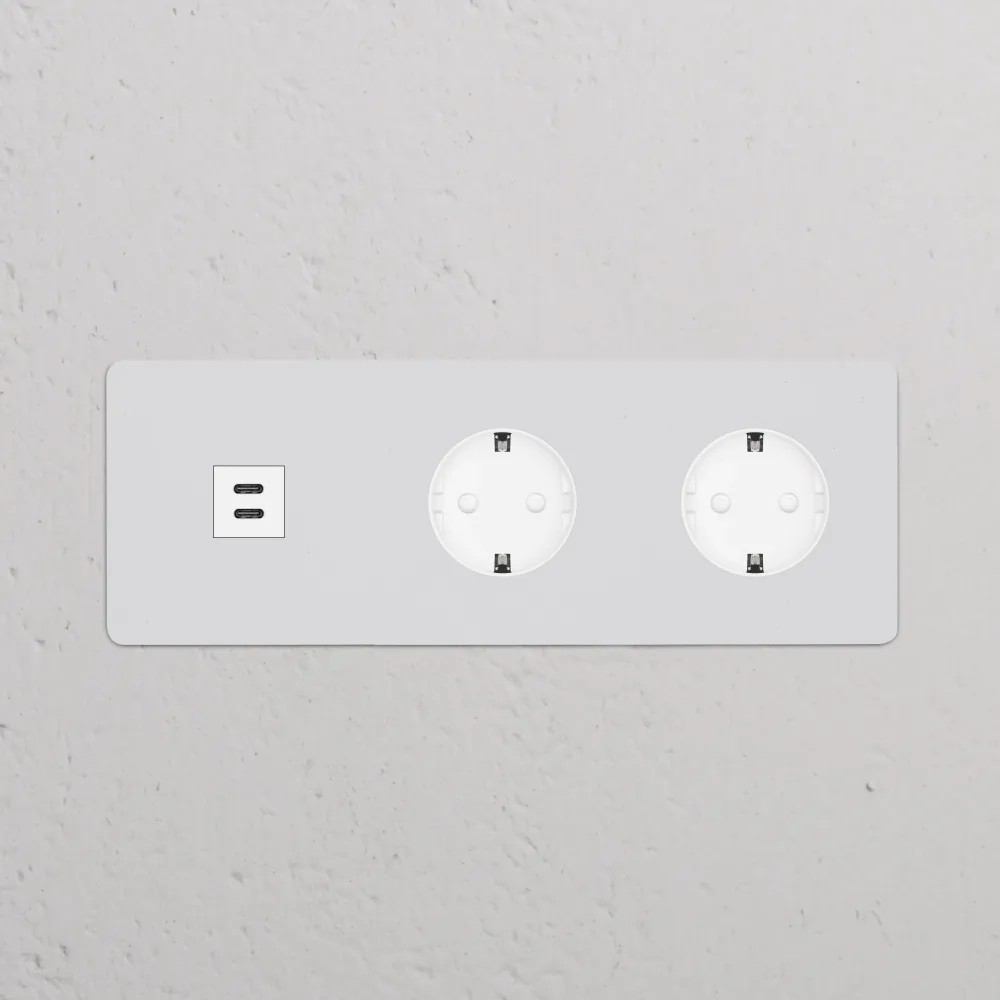Kew Trojitá zásuvka USB-C 30 W 2x Schuko typu F - Malovatelné | Bílá