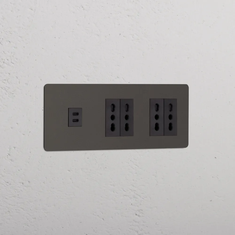 Kew Trojitá zásuvka USB-C 30 W 4x zásuvka Bipasso - Bronz | Černý