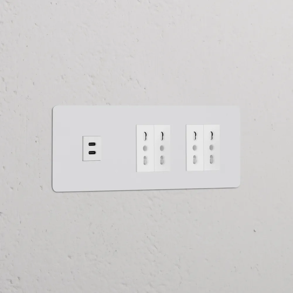 Kew Trojitá zásuvka USB-C 30 W 4x zásuvka Bipasso - Malovatelné | Bílá