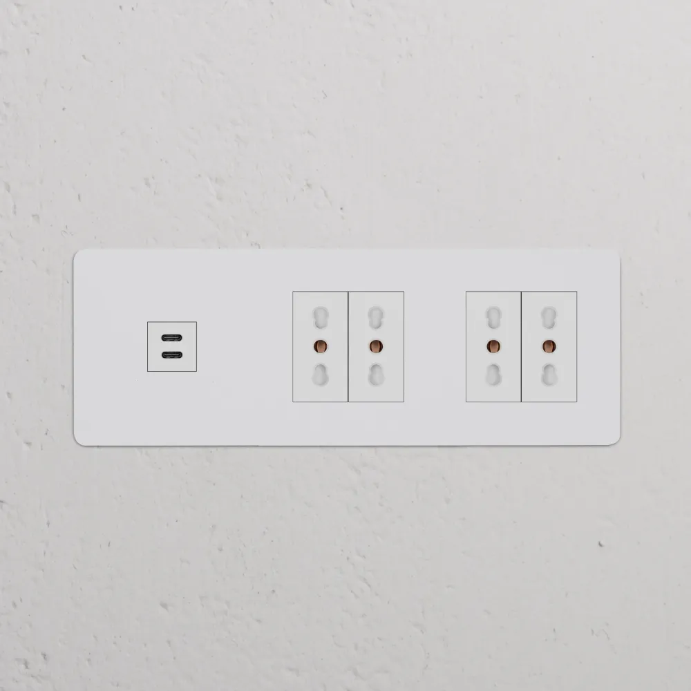 Kew Trojitá zásuvka USB-C 30 W 4x zásuvka Bipasso - Malovatelné | Bílá