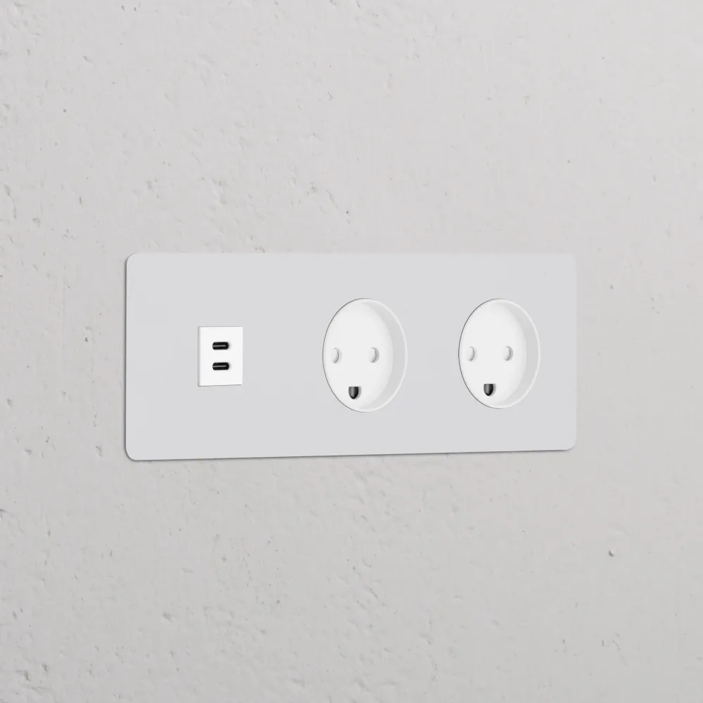 Kew Trojitá zásuvka USB-C 30 W 2x zásuvka dánského typu K - Malovatelné | Bílá