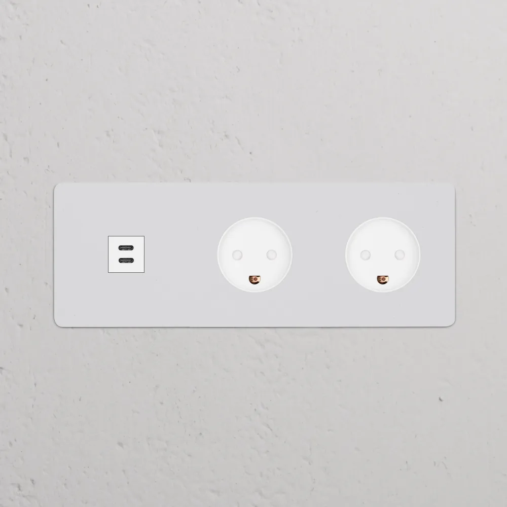 Kew Trojitá zásuvka USB-C 30 W 2x zásuvka dánského typu K - Malovatelné | Bílá