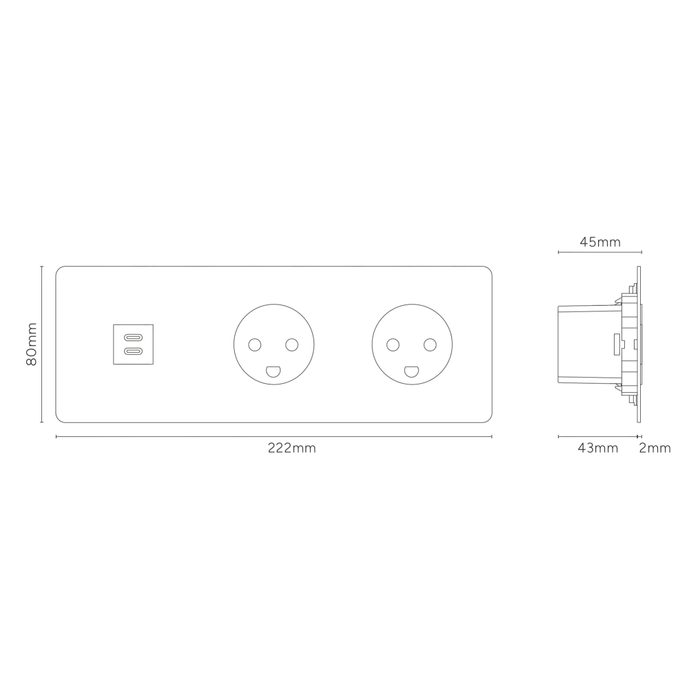 Kew Trojitá zásuvka USB-C 30 W 2x zásuvka dánského typu K - Malovatelné | Bílá