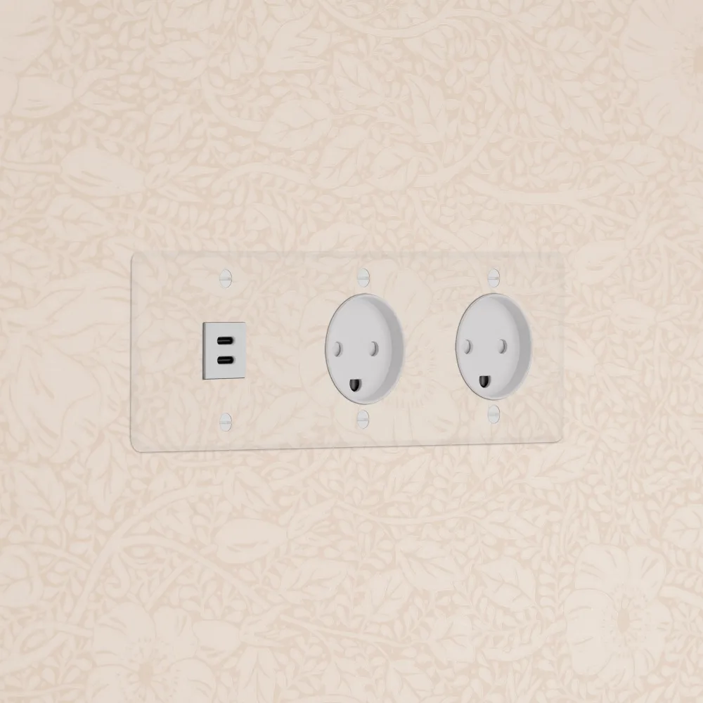 Kew Trojitá zásuvka USB-C 30 W 2x zásuvka dánského typu K - Průhledná | Bílá Regular