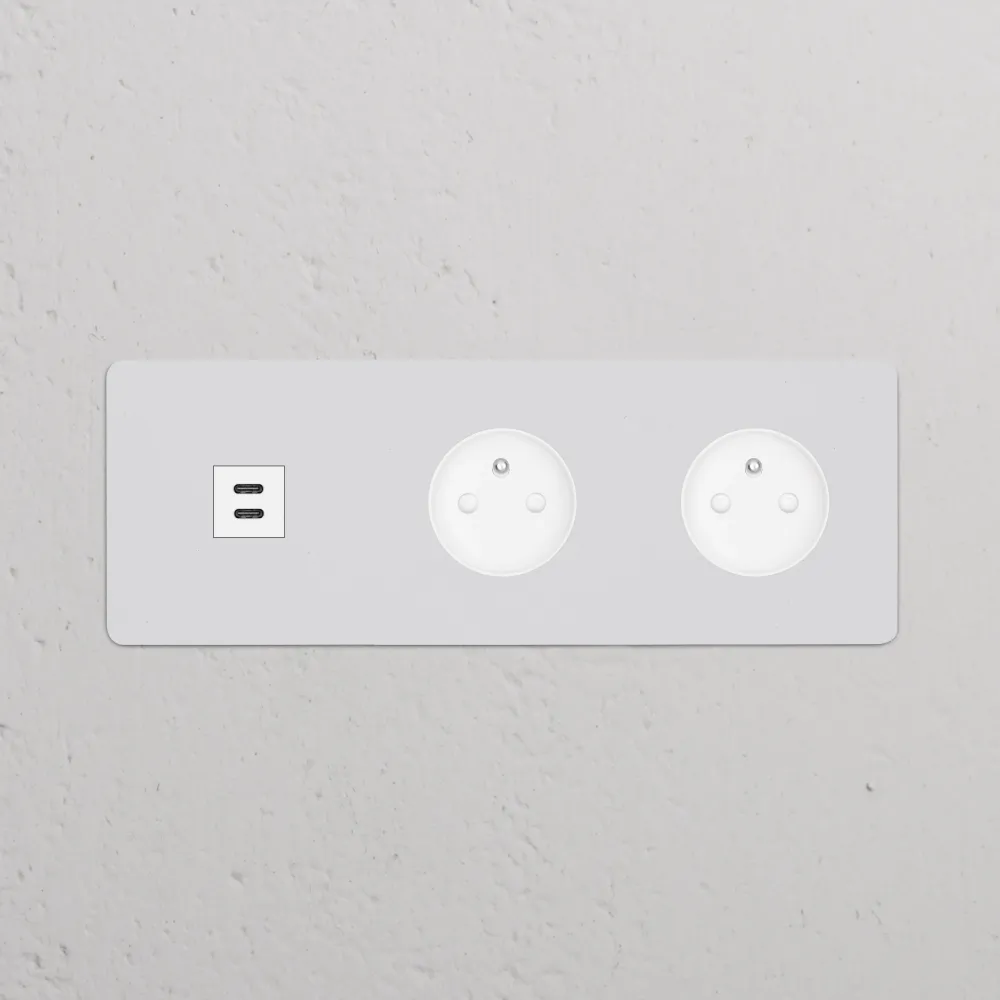 Kew Trojitá zásuvka USB-C 30 W 2x zásuvka francouzského/belgického typu E - Malovatelné | Bílá