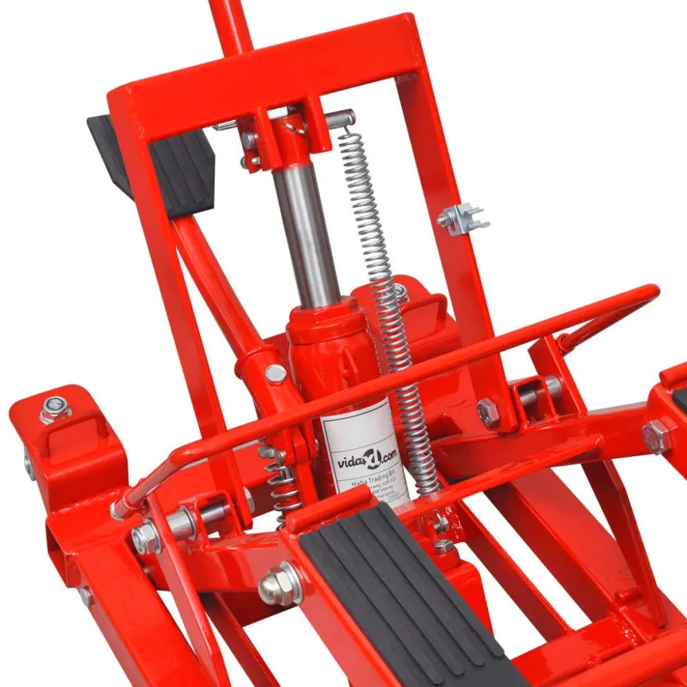 Hydraulický zvedák na motorku / čtyřkolku, 680 kg, červený