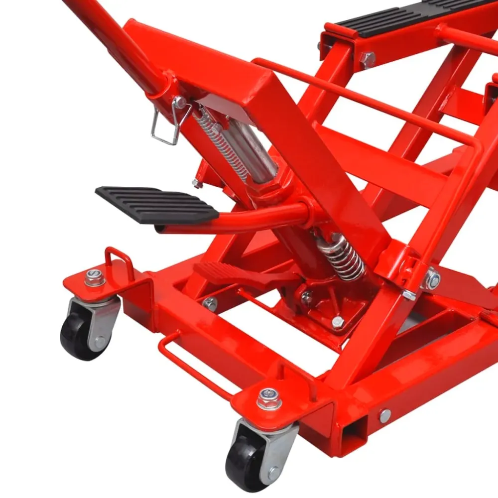 Hydraulický zvedák na motorku / čtyřkolku, 680 kg, červený