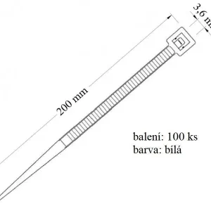 Stahovací páska 3,6x200 mm náhradní díl pro svázání s nosností 18 kg balením 100ks