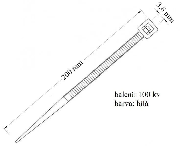 Stahovací páska 3,6x200 mm náhradní díl pro svázání s nosností 18 kg balením 100ks