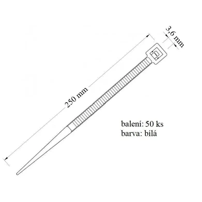 Stahovací páska 36x250 mm náhradní díl bílá 50ks v balení