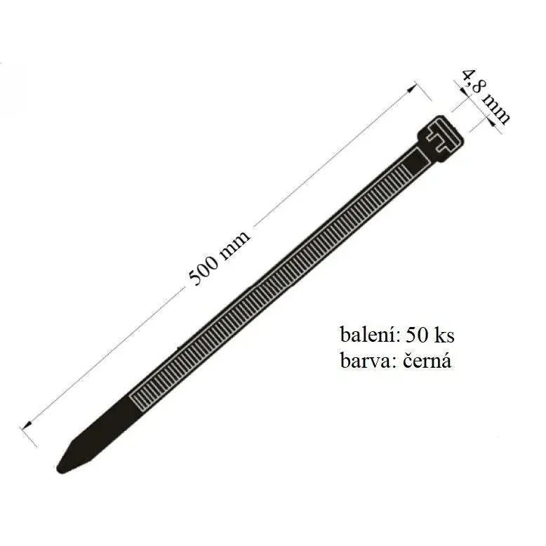 Stahovací páska 48x500 mm určena k pevné fixaci kabelů svazků v balení 50 ks
