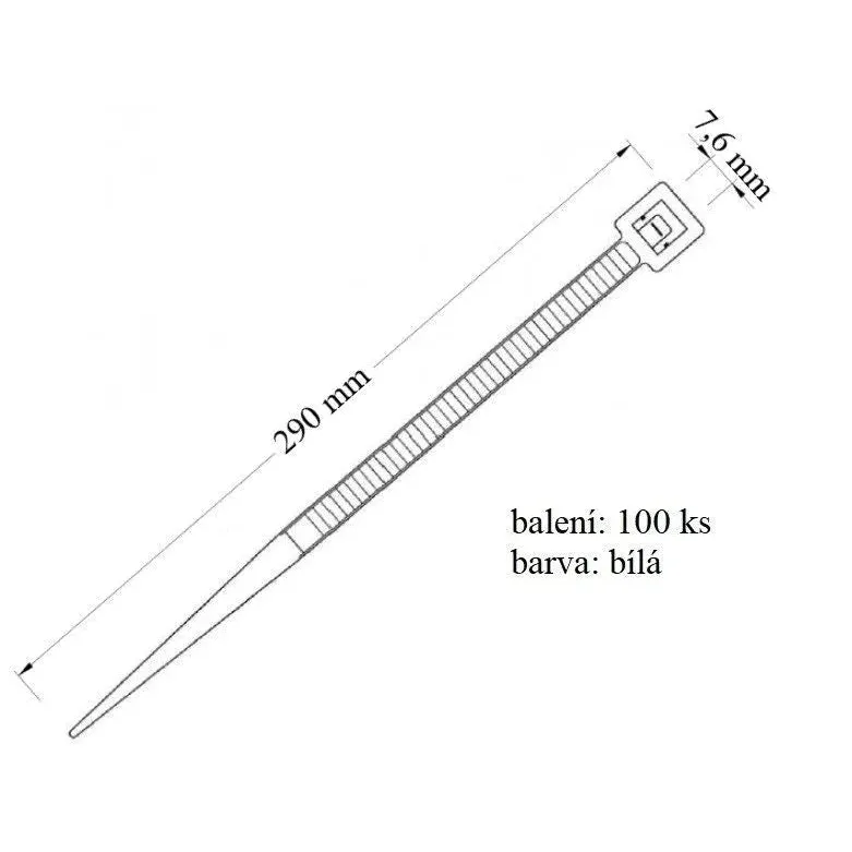 Stahovací páska 76x290 mm 100ks určená pro upevnění kabelů organizaci vedení