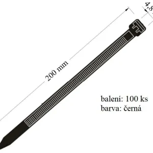 Stahovací páska VPC 48x200 určena pro pevné svazkování kabelů nosnost 22 kg balení 100 ks