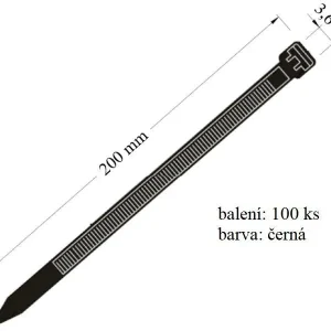 Stahovací páska VPC 3 6x200 pro svazkování kabelů nosnost 18 kg balení 100 ks