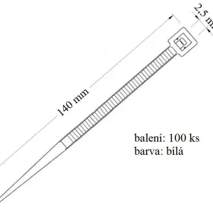 Stahovací páska VPP 2,5x140 určena pro svazkování kabelů nosnost 8 kg 100 ks v balení