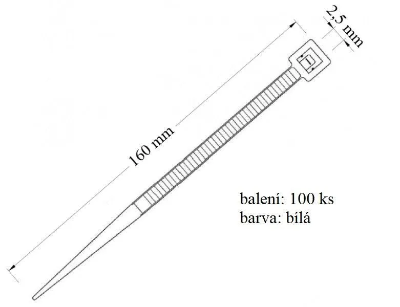 Stahovací páska VPP 2,5x160 určena ke svazování kabelů balení nosnost 8 kg 100 ks