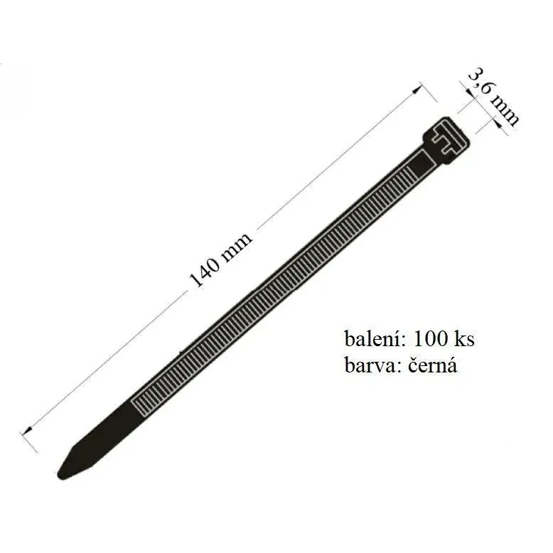 Vázací páska VPC 36x140 určena pro vázání kabelů nosnost 18 kg balení 100 ks