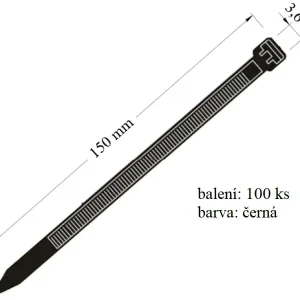 Vázací páska VPC 36x150 určena pro vázání kabelů černá 100ks nosnost 18 kg