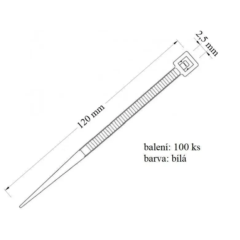 Vázací páska VPP 25x120 určena k vázání upevnění kabelů nosnost 8 kg 100 ks v balení