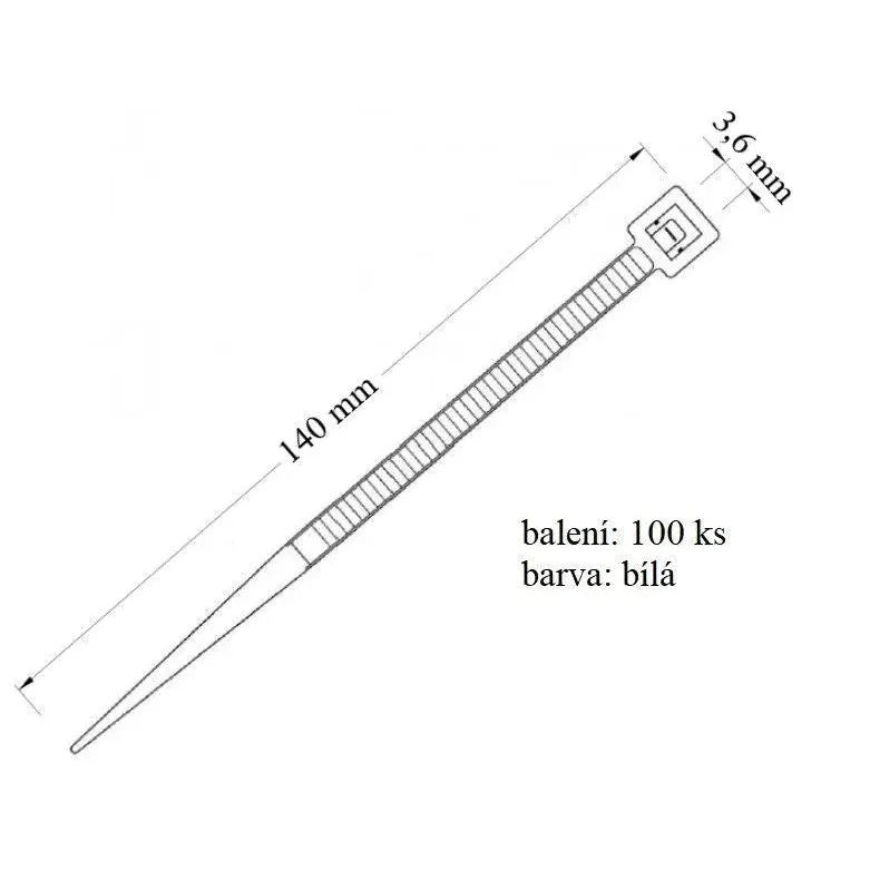 Vázací páska VPP 36x140 určena pro svazování kabelů nosnost 18 kg 100 ks