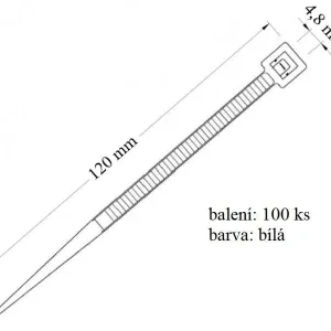 Vázací páska VPP 4,8x120 určena ke svazkování kabelů s nosností 22 kg balením 100 ks