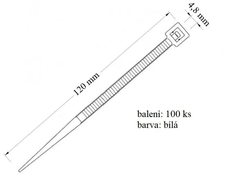 Vázací páska VPP 4,8x120 určena ke svazkování kabelů s nosností 22 kg balením 100 ks
