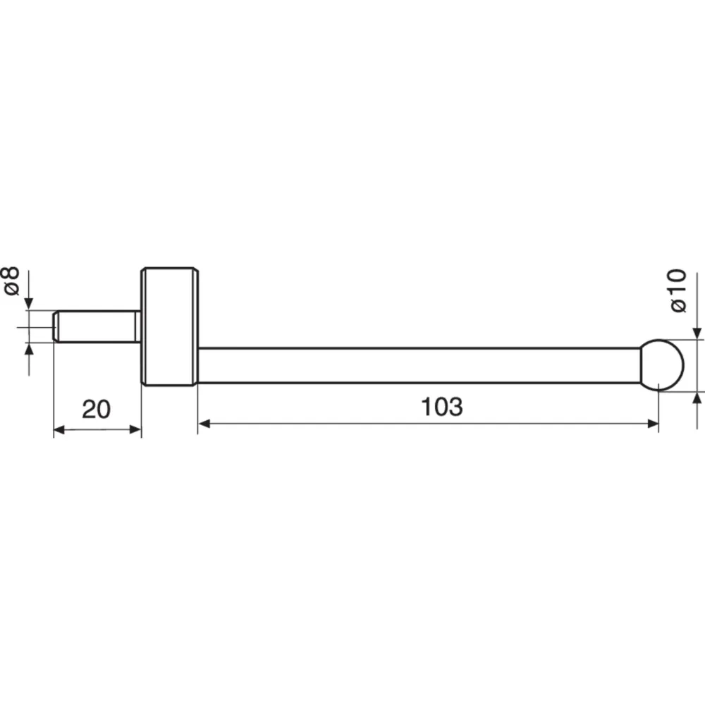 K 10/100 Kugelmeßeinsatz D=10 mm Ausladung 100 mm