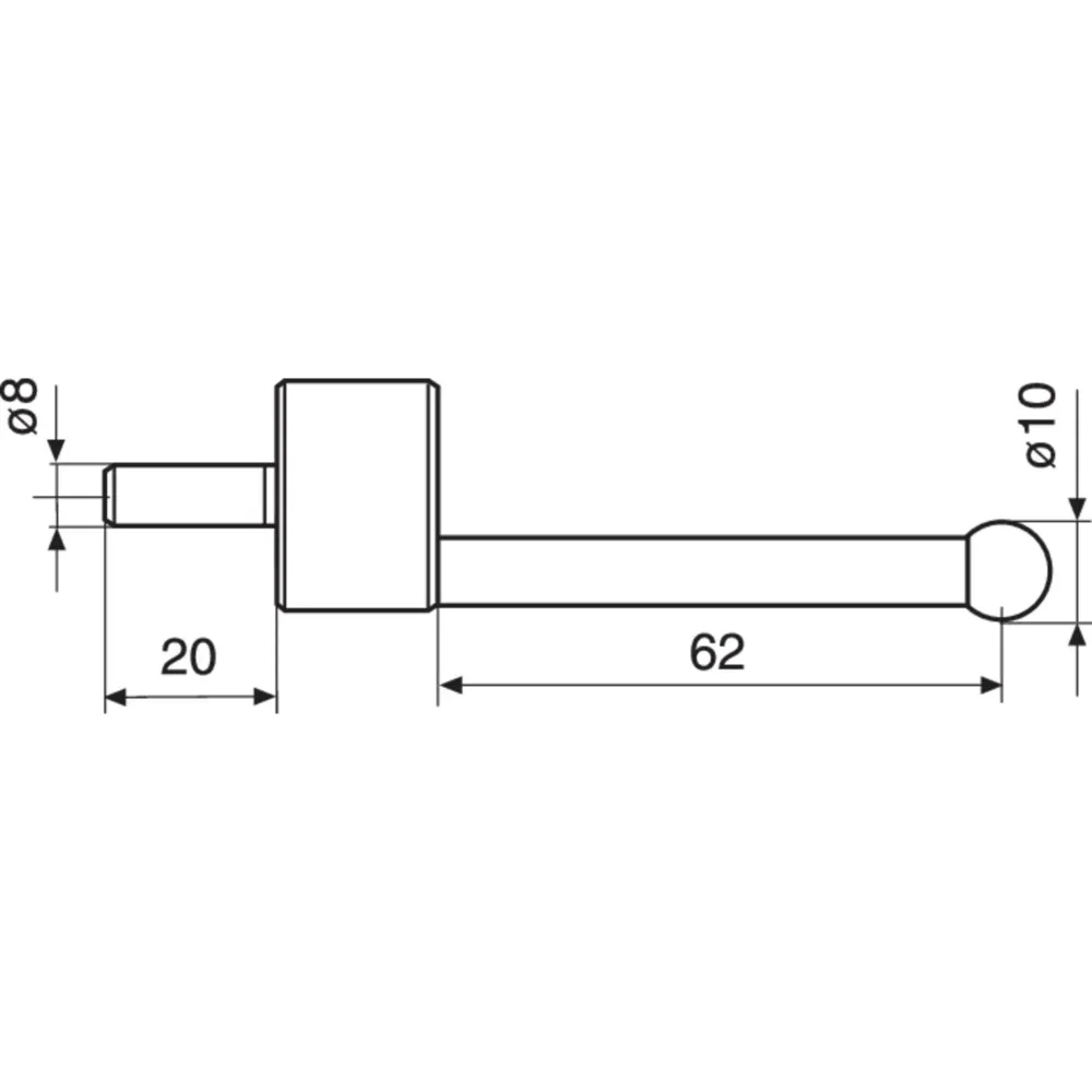 K 10/60 Kugelmeßeinsatz D=10 mm Ausladung 60 mm