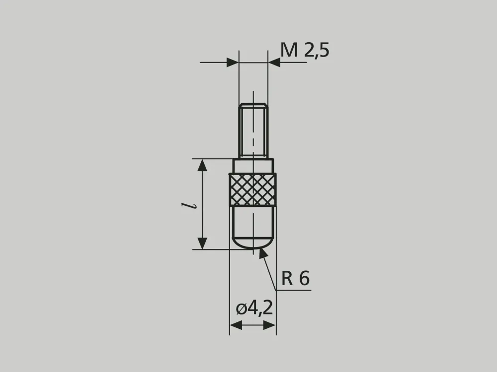 902 Sférický dotek, ocelový délka 4 mm