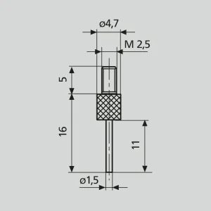 911 H1 Kolíkový měřící dotek plochý,osaz. tvrdokovem, D=1mm