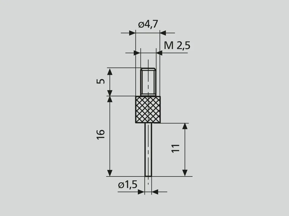 911 H1 Kolíkový měřící dotek plochý,osaz. tvrdokovem, D=1mm