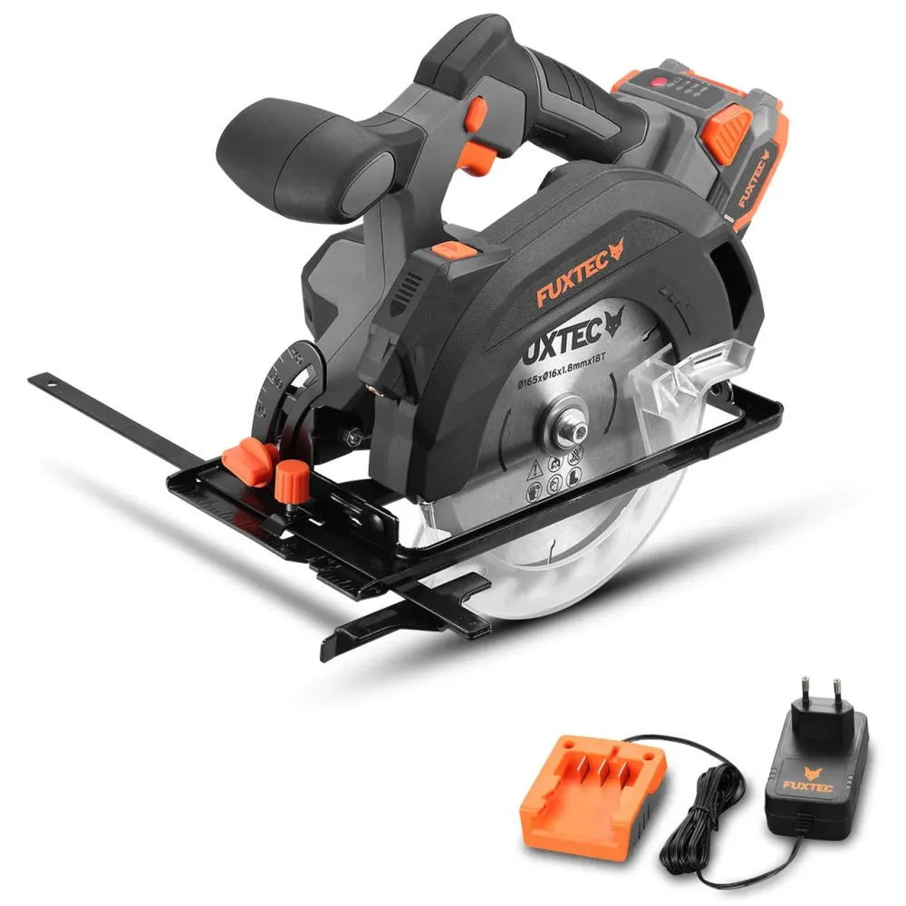 Akumulátorová okružní pila FUXTEC 20V FX-E1CS20 SET s 1 x akumulátorem 4Ah, 1 x nabíjeckou 1A