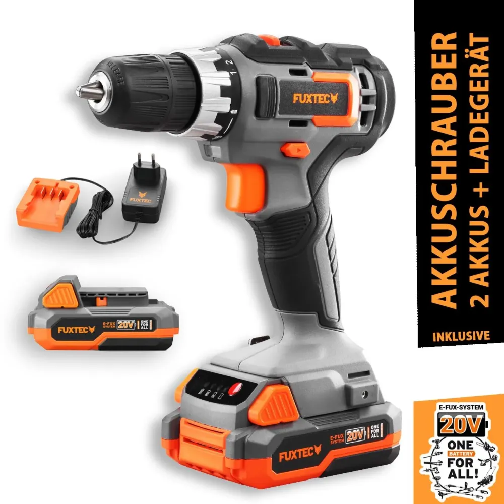 Akumulátorový šroubovák FUXTEC 20V FX-E1BS20 SET s 2 x akumulátorem 2Ah, 1 x nabíjeckou 1A
