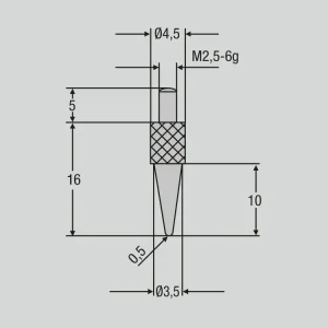 Dotek Hrot, poloměr 0,5 mm x 10 mm