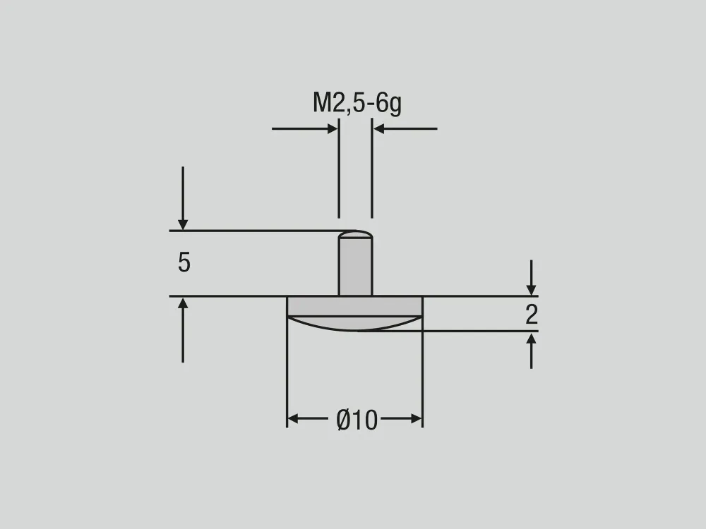 Dotek M2,5 Sférický kotouč Ø 10,0 mm