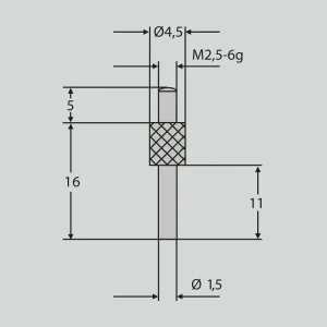 Dotek válcový Ø 1,5 mm x 10 mm M2,5