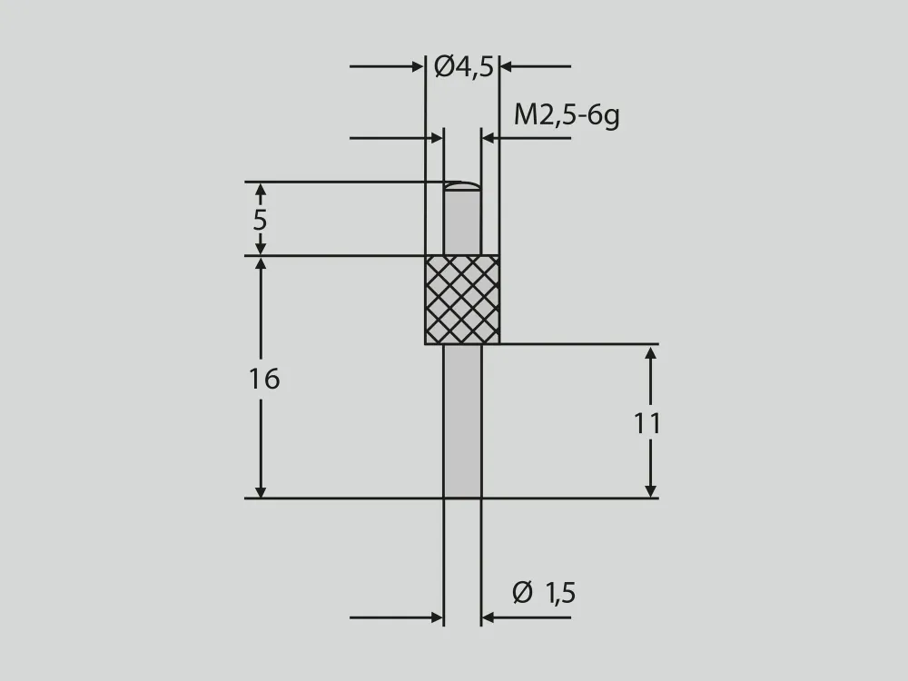 Dotek válcový Ø 1,5 mm x 10 mm M2,5