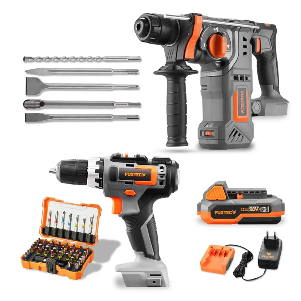Sada 20V akumulátorového náradí PowerTool s akumulátorovým šroubovákem príklepovou vrtackou