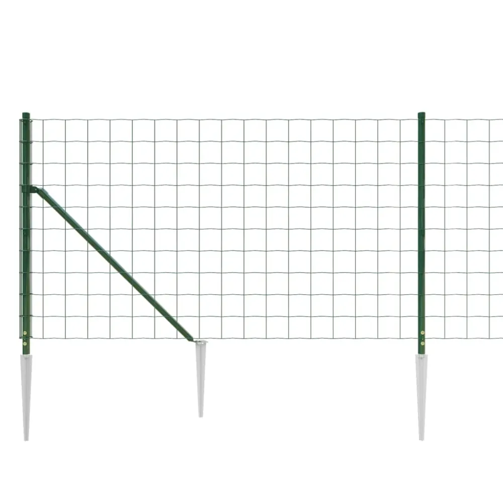 Drátěný plot s kotevními hroty zelený 0,8 x 10 m