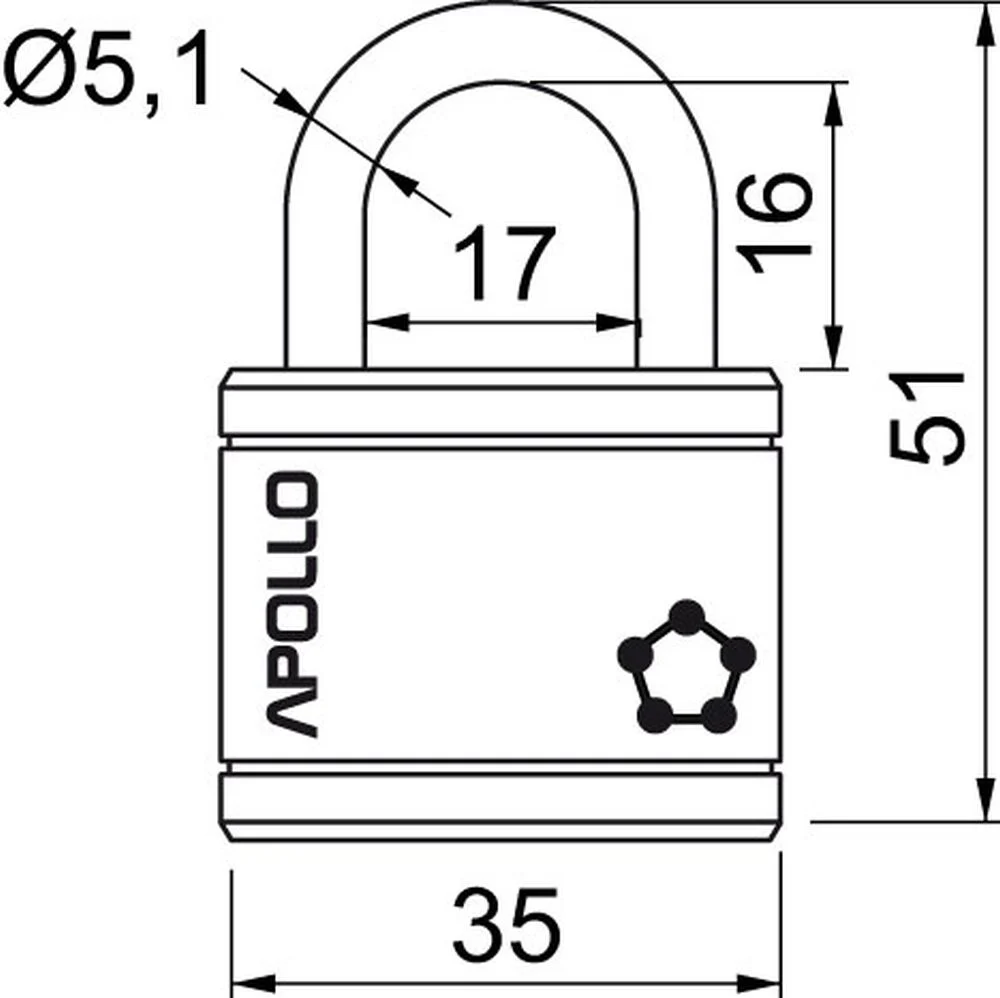 Visací zámek APOLLO.35 - černý