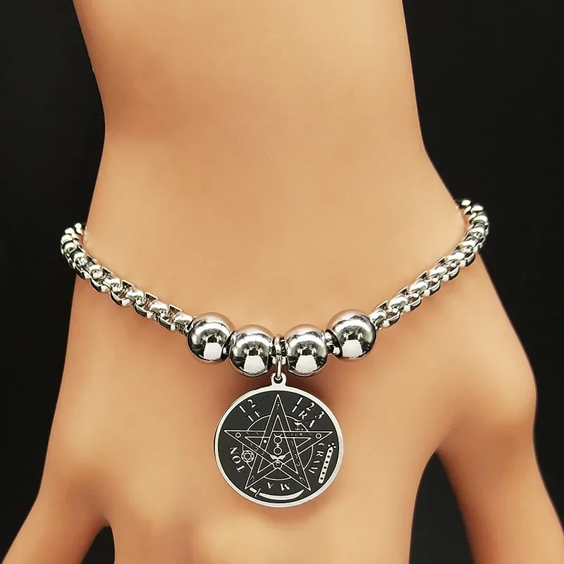 Náramek z oceli Pentacle Čarodějnictví Wiccan