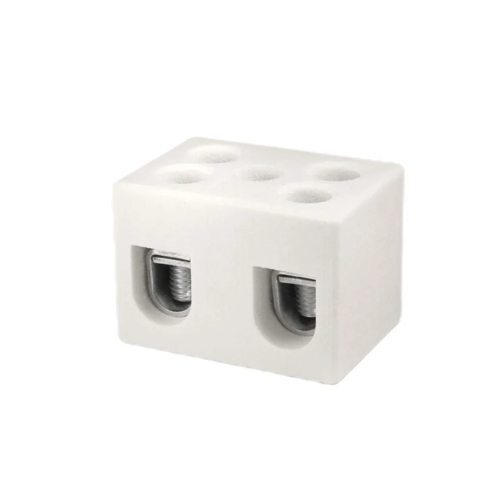 ONKA 25mm2 2-dráhy Steatit / Porcelánová / Keramická přípojka, armatura 2-kolejnice bílá
