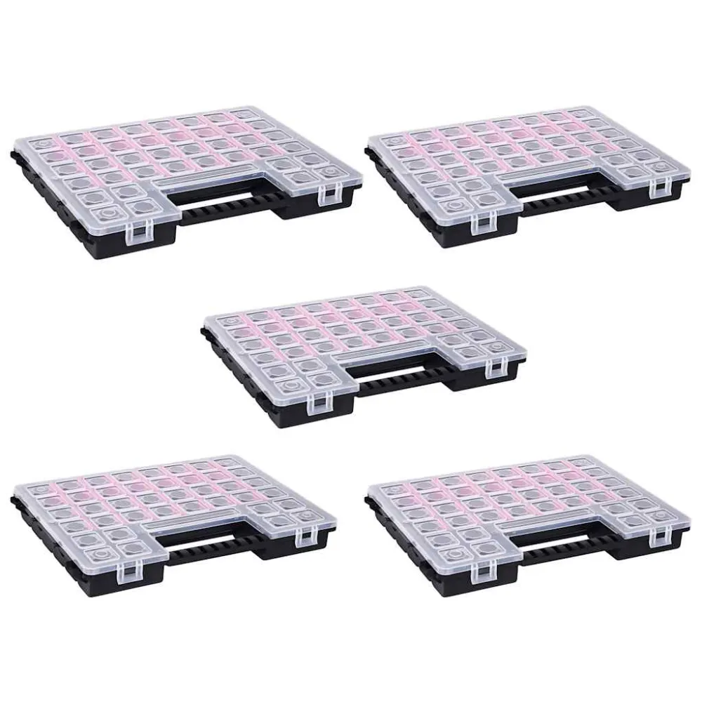 Boxy na součástky 5 ks nastavitelné přihrádky 385x283x50 mm