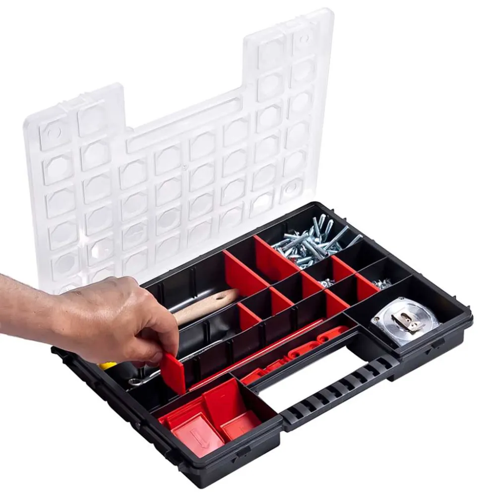 Boxy na součástky 5 ks nastavitelné přihrádky 385x283x50 mm