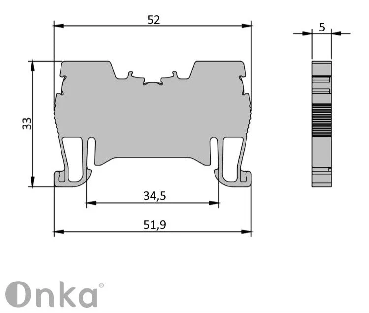 ONKA 1,5mm2 pružinová kolejnicová spojka svorkovnice Terminál na DIN lištu 2-vodičová modrá, 1020005