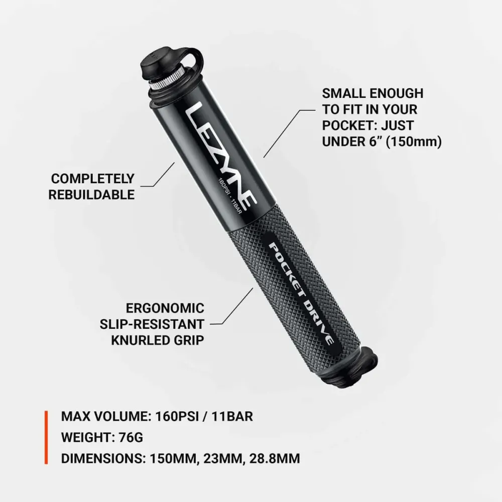 Ruční pumpa LEZYNE POCKET DRIVE HP černá