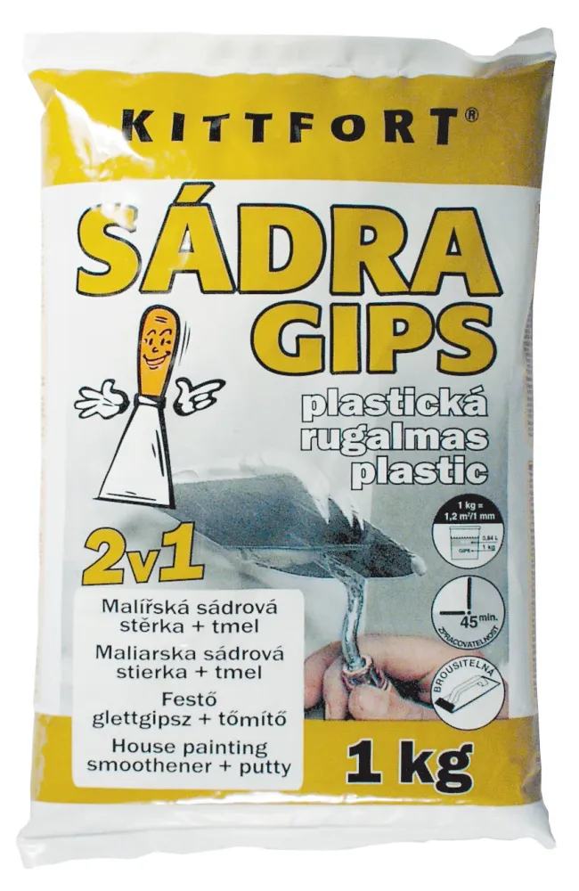 KITTFORT Bílá plastická stavební sádra na zeď 1 kg